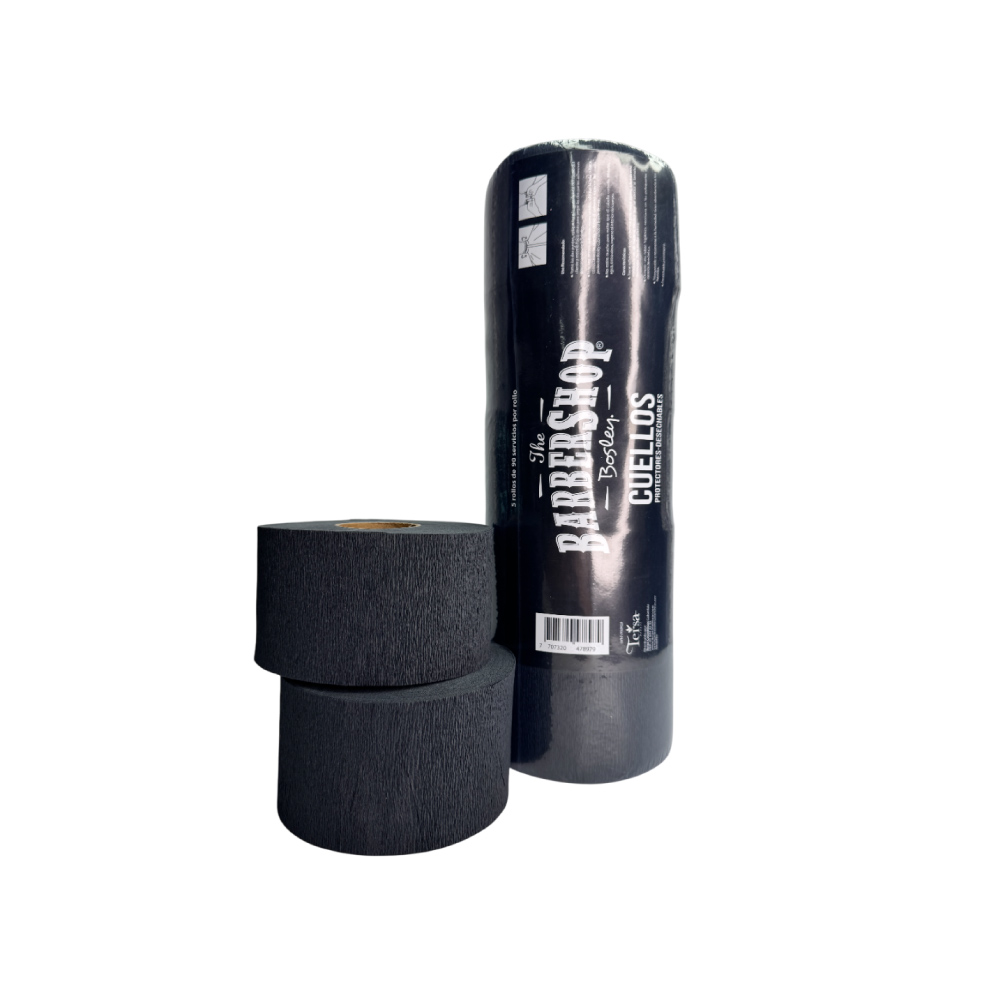 PAPEL PARA CUELLOS NEGRO X5 ROLLOS BARBERSHOP